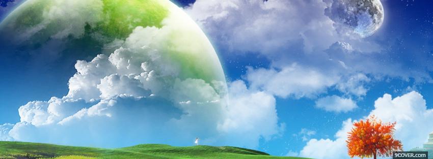 Photo world moon nature creative Facebook Cover for Free
