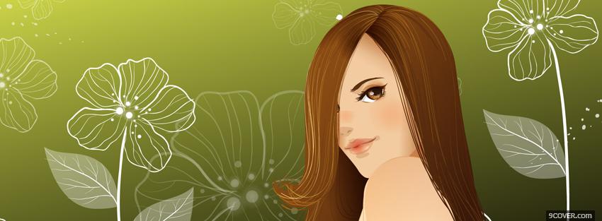 Photo brunette flowers creative Facebook Cover for Free