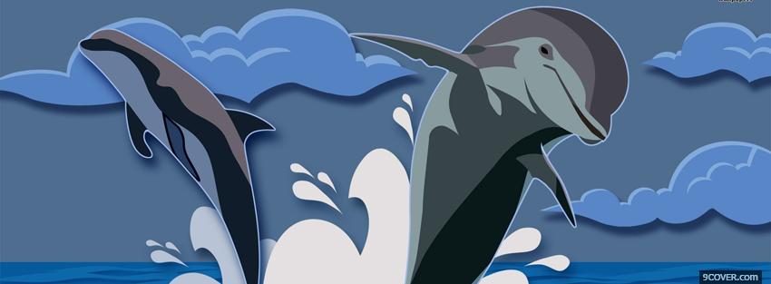 Photo ocean and dolphins creative Facebook Cover for Free