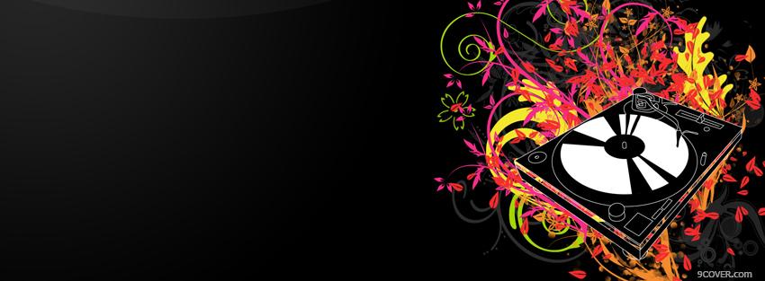 Photo music flowers creative Facebook Cover for Free