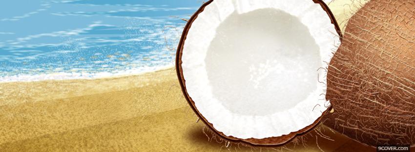 Photo coconut on the beach Facebook Cover for Free