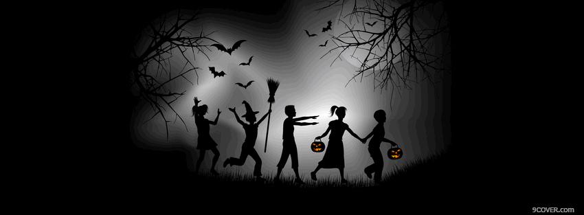 Photo kids on halloween night Facebook Cover for Free