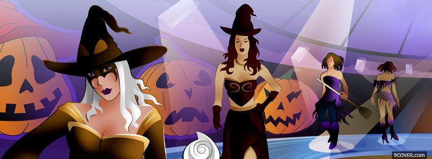 Photo witches party halloween Facebook Cover for Free