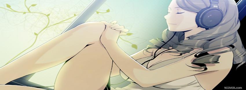 Photo relaxing to music manga Facebook Cover for Free
