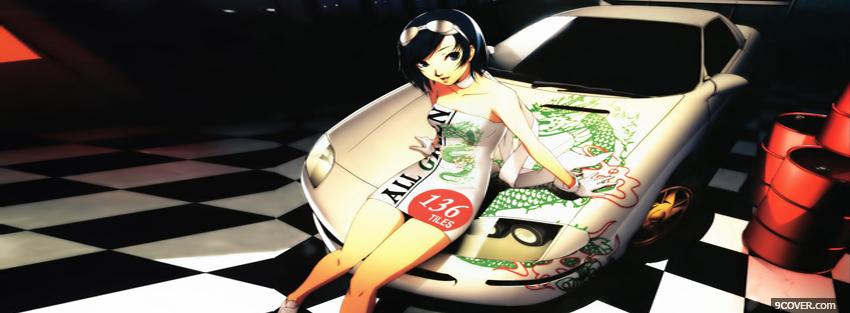 Photo lady on car manga Facebook Cover for Free