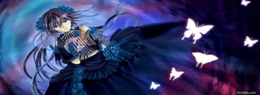 Photo butterflies woman manga Facebook Cover for Free