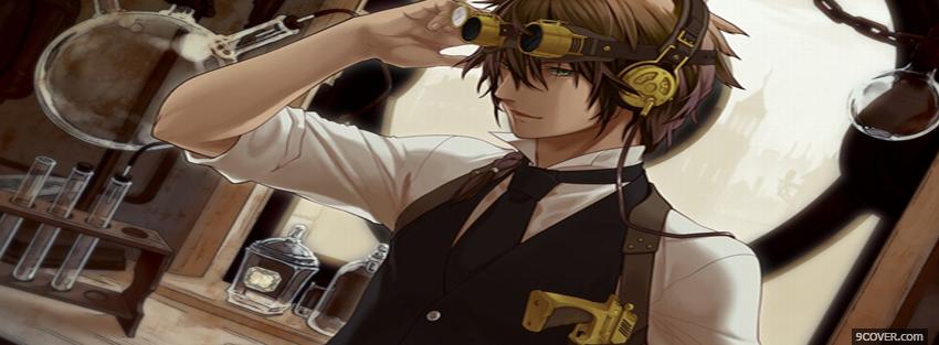 Photo guy with goggles manga Facebook Cover for Free