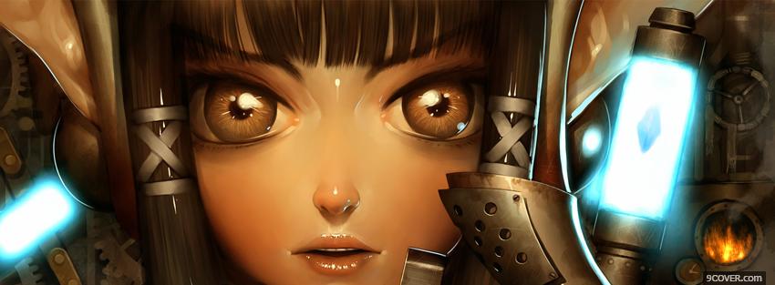 Photo brown eyes girl manga Facebook Cover for Free