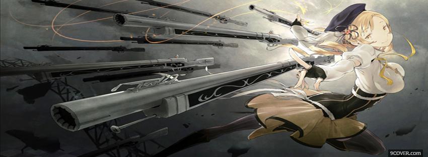 Photo woman and guns manga Facebook Cover for Free