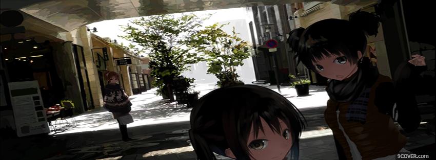 Photo girls outside manga Facebook Cover for Free