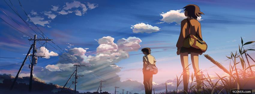 Photo standing clouds anime manga Facebook Cover for Free