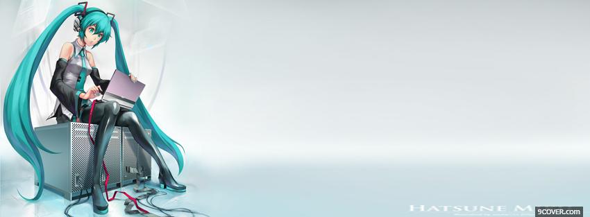 Photo long blue hair manga Facebook Cover for Free