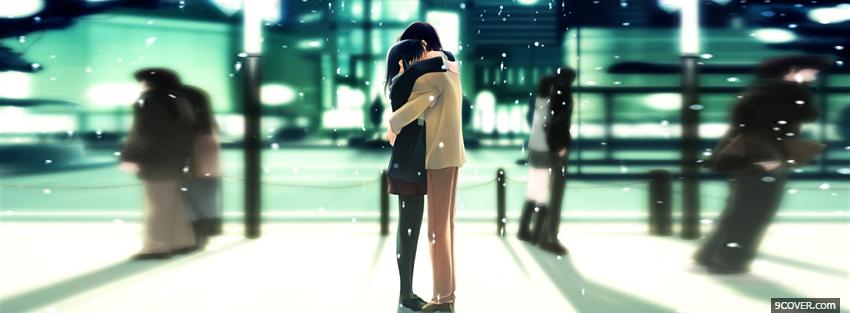 Photo snow couple anime manga Facebook Cover for Free