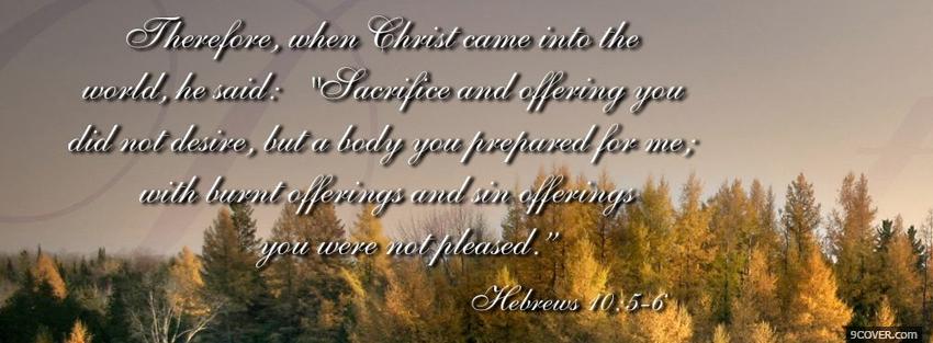 Photo burnt offerings quote religions Facebook Cover for Free