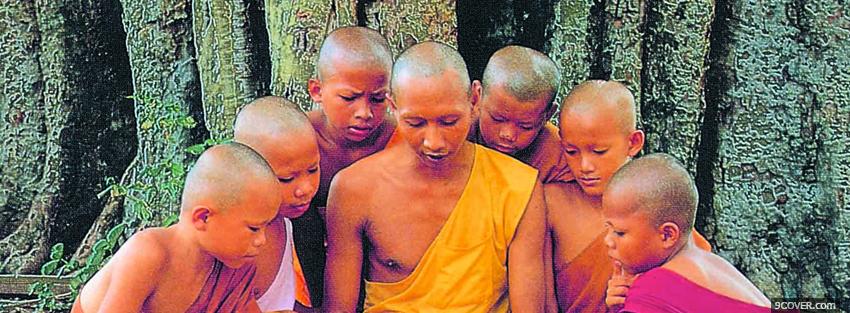 Photo buddhist monks religions Facebook Cover for Free
