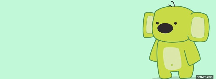 Photo cute green bear simple Facebook Cover for Free