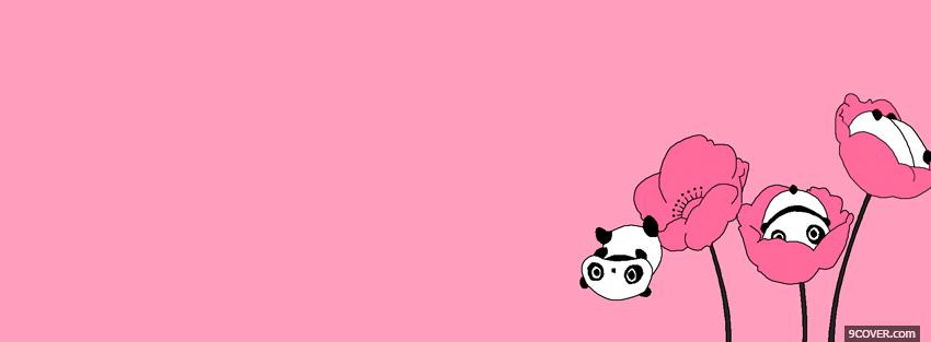 Photo cute pandas flowers simple Facebook Cover for Free