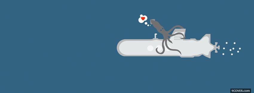 Photo octopus love simple Facebook Cover for Free