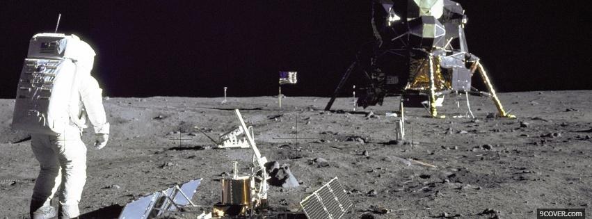 Photo on the moon space Facebook Cover for Free