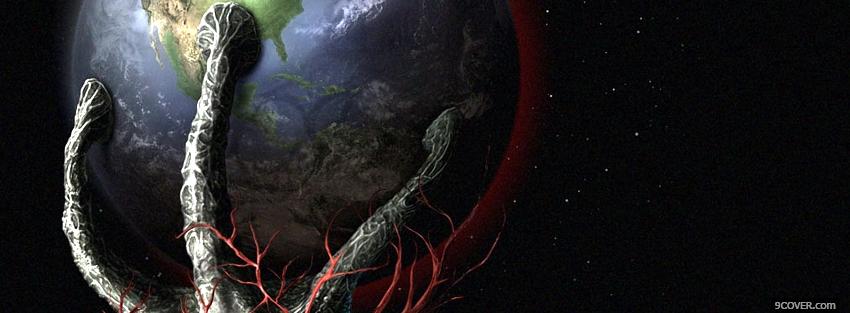 Photo alien holding earth space Facebook Cover for Free