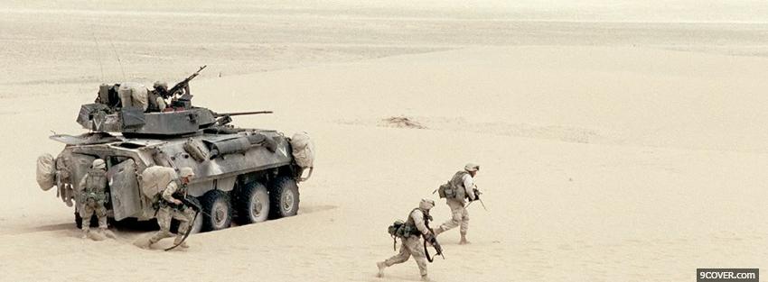 Photo tank soldiers desert war Facebook Cover for Free