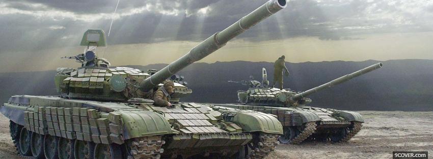 Photo two military tanks war Facebook Cover for Free