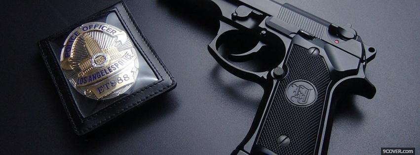 Photo gun police bagde war Facebook Cover for Free