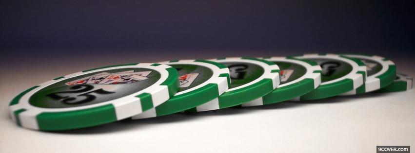 Photo Green Poker Chips  Facebook Cover for Free