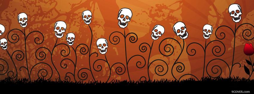 Photo Halloween Skull Flowers Facebook Cover for Free