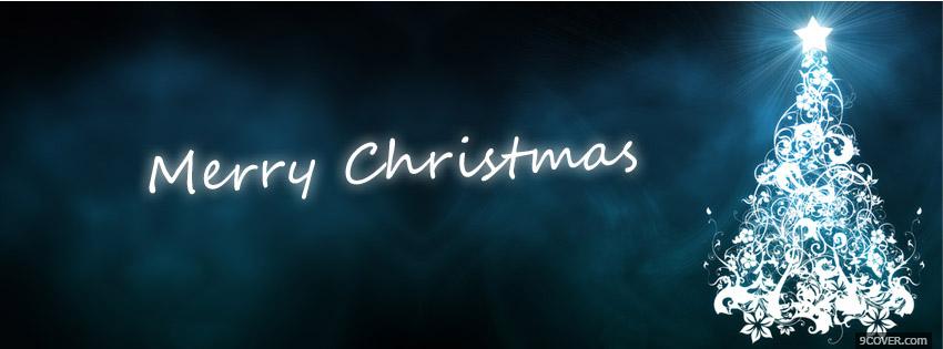 Photo Merry Christmas Blue Tree Facebook Cover for Free