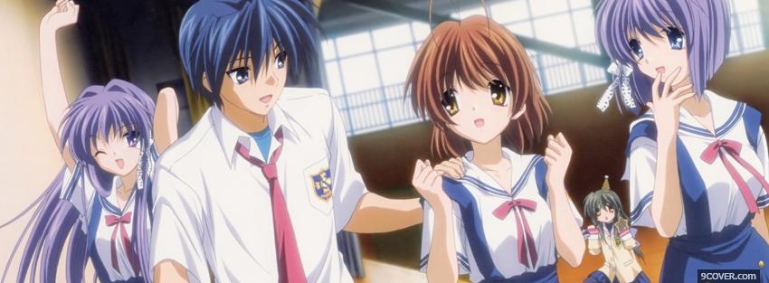 Photo manga clannad girls and boy Facebook Cover for Free
