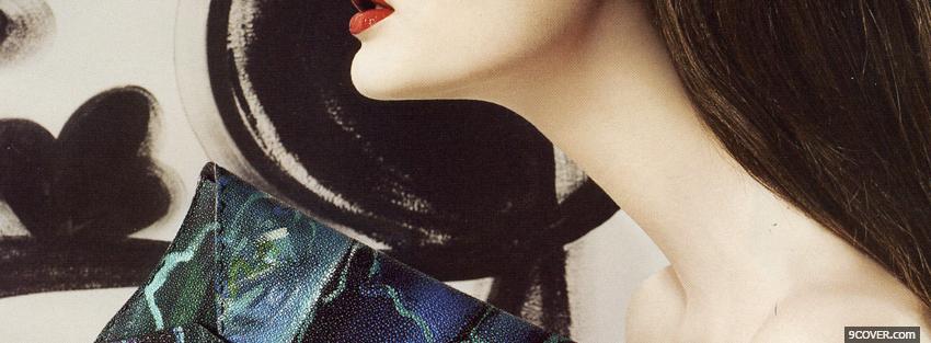 Photo fashion woman with red lips Facebook Cover for Free