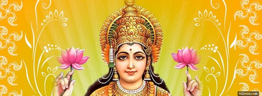 Photo lord mahalakshmi holding flowers Facebook Cover for Free