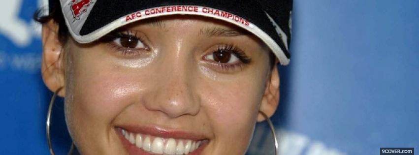 Photo celebrity jessica alba with cap Facebook Cover for Free