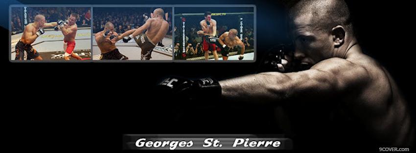 Photo geoge st pierre fighting Facebook Cover for Free