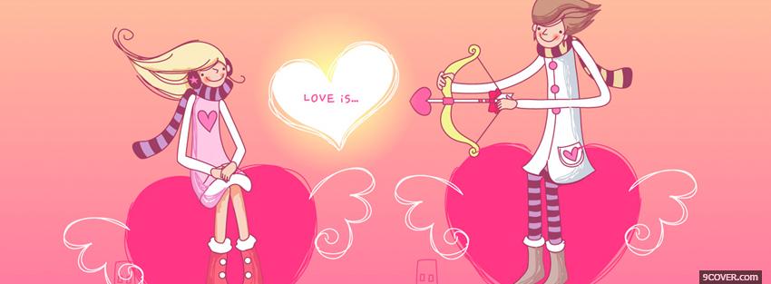 Photo cupid couple in love Facebook Cover for Free
