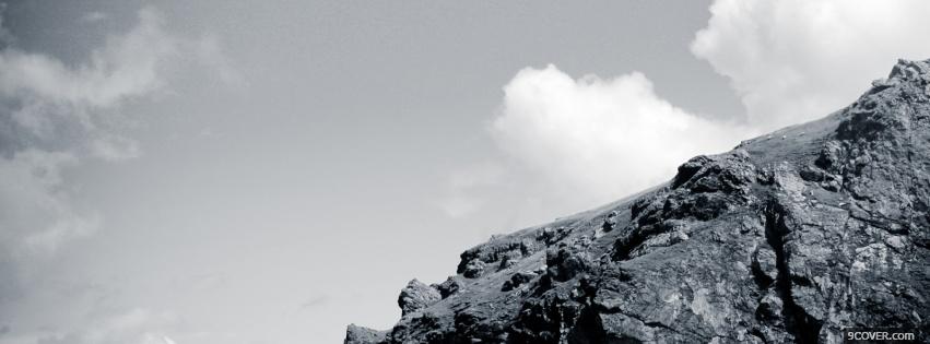 Photo black and white mountain and sky Facebook Cover for Free