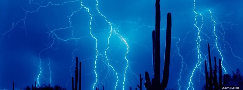 Photo lightning in the desert Facebook Cover for Free