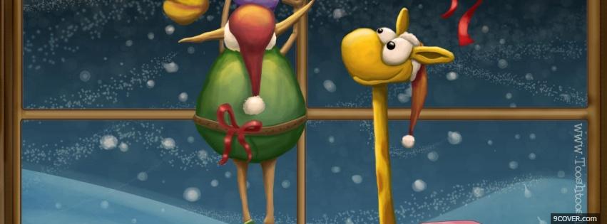 Photo adorable christmas giraf Facebook Cover for Free