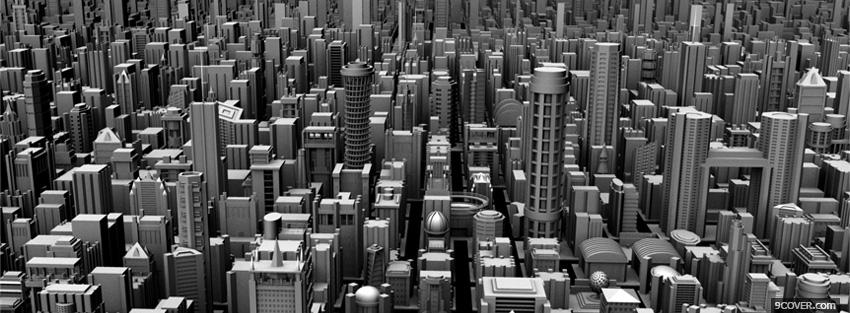 Photo black and with 3d city Facebook Cover for Free