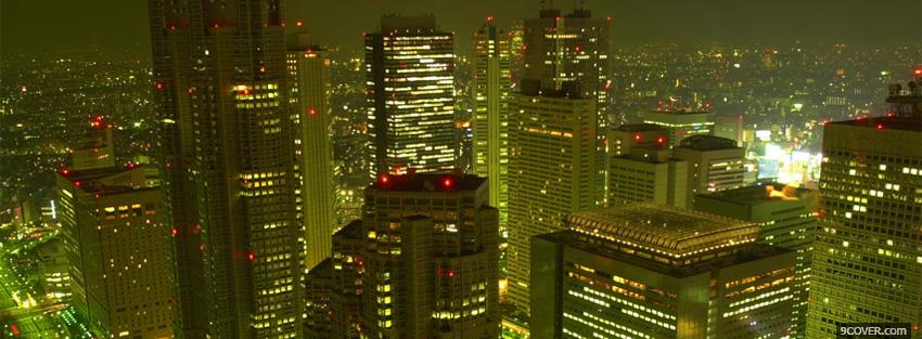 Photo at night japan city Facebook Cover for Free