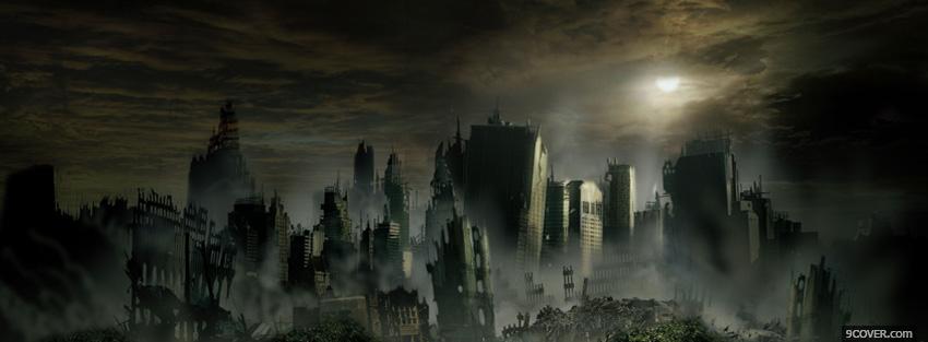 Photo view of destroyed city Facebook Cover for Free