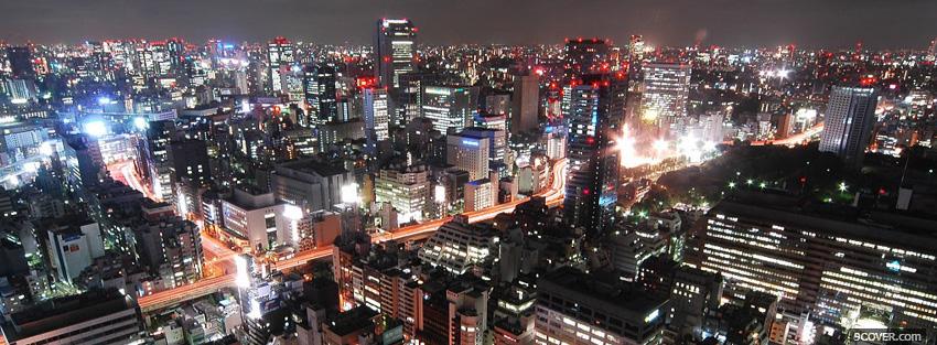 Photo the city never sleeps at night Facebook Cover for Free
