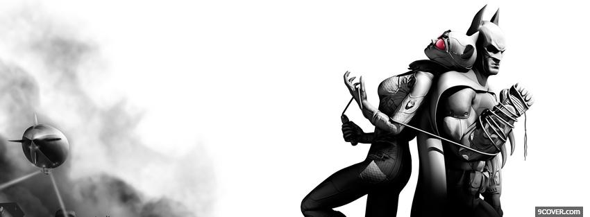 Photo black and white catwoman and batman Facebook Cover for Free