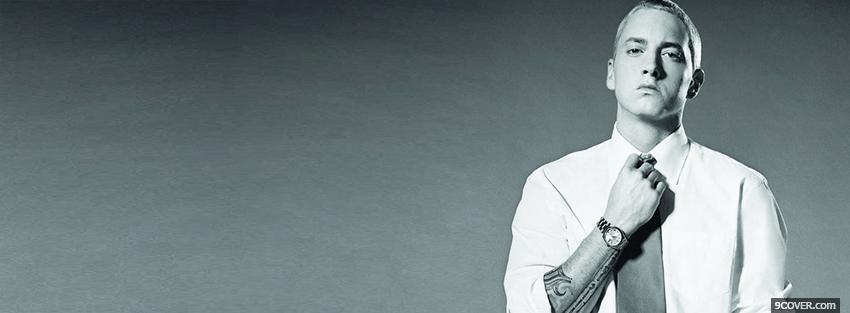 Photo black and white eminem Facebook Cover for Free