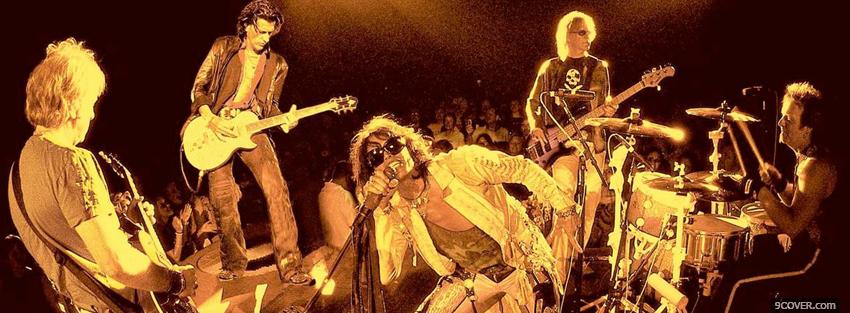 Photo aerosmith on stage singing music Facebook Cover for Free