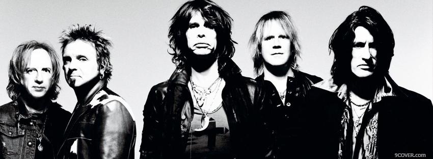 Photo aerosmith crew black and white Facebook Cover for Free