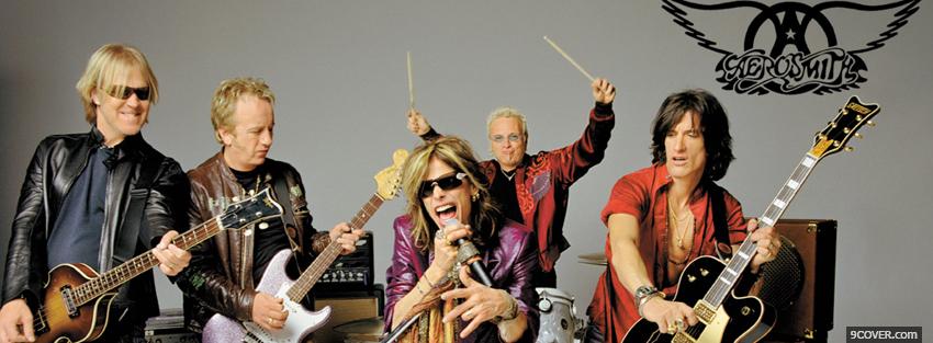 Photo aerosmith band playing music Facebook Cover for Free