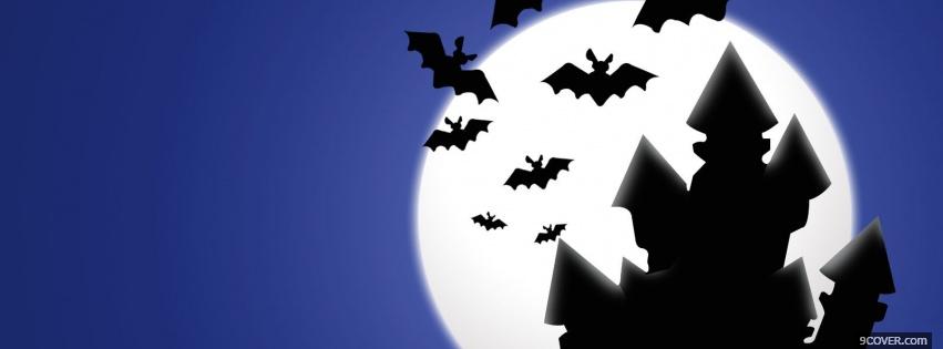 Photo terrifying haunted house and bats Facebook Cover for Free