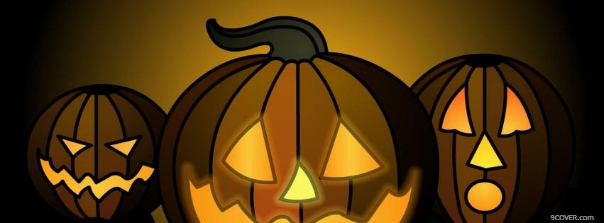Photo drawed spooky pumpkins Facebook Cover for Free